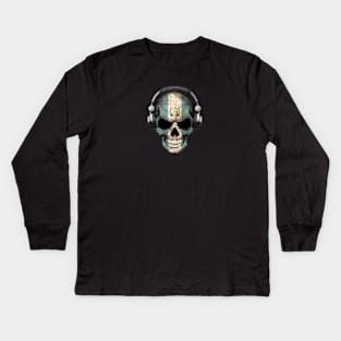 Dark Skull Deejay with Guatemalan Flag Kids Long Sleeve T-Shirt